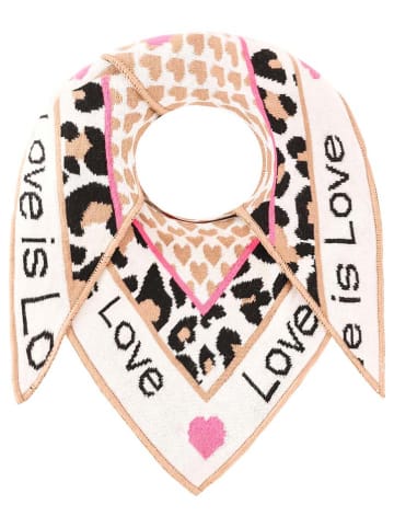 Zwillingsherz 2-delige set: muts en driehoekige doek "Love is Love" beige/meerkleurig