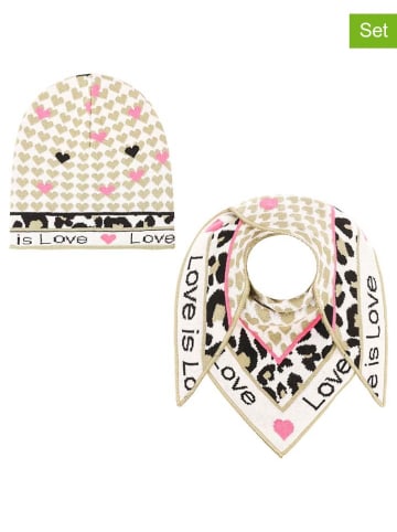 Zwillingsherz 2-delige set: muts en driehoekige doek "Love is Love" meerkleurig