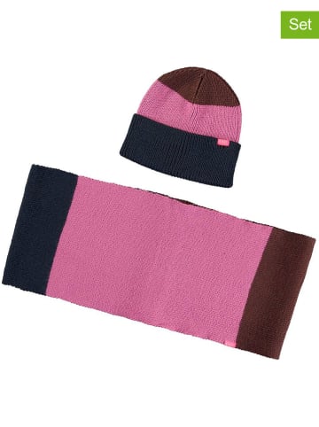 B.Nosy 2tlg.Winteraccessoires-Set in Braun/ Pink/ Dunkelblau