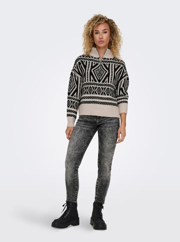 ONLY Pullover in Creme/ Schwarz