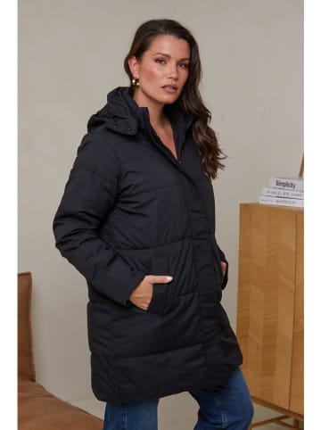 Curvy Lady Doorgestikte jas zwart