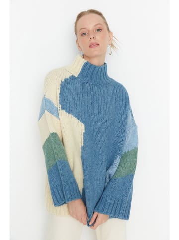 trendyol Pullover un Blau/ Beige