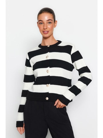 trendyol Cardigan in Schwarz/ Creme