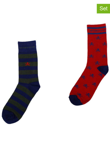 The Time of Bocha 2-delige set: sokken donkerblauw/rood