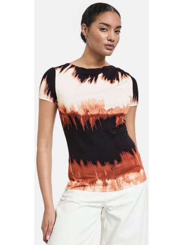TAIFUN Shirt in Weiß/ Schwarz/ Hellbraun