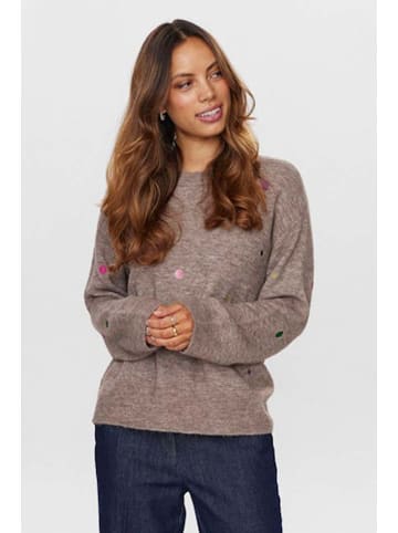 NÜMPH Sweter w kolorze jasnobrązowym