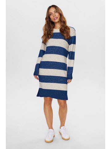 NÜMPH Gebreide jurk crème/blauw