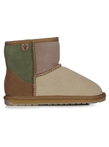 EMU Leder-Winterboots "Wallby Mini" in Braun/ Grün