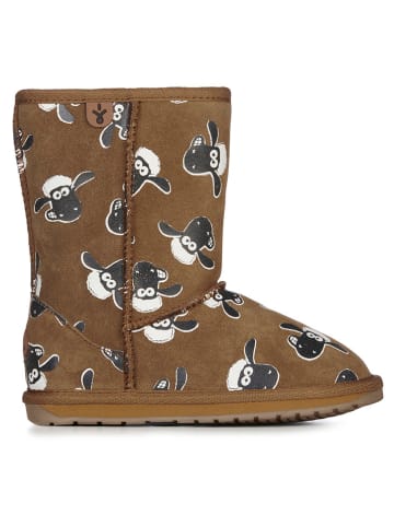 EMU Leder-Winterboots "Shaun The Sheep" in Hellbraun