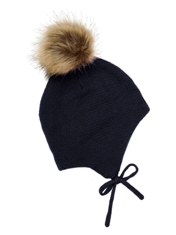 Minymo Muts met pompon donkerblauw