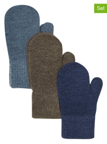 Minymo 3er-Set: Fäustlinge in Blau/ Dunkelblau/ Khaki