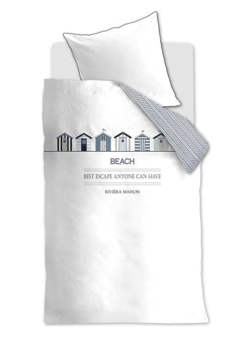 Rivièra Maison Bettwäsche-Set ''Beach Cottage'' in Weiß/ Dunkelblau