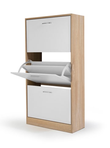 IDOMYA Essentials Schuhschrank in Weiß/ Natur - (B)60 x (H)113 x (T)24 cm