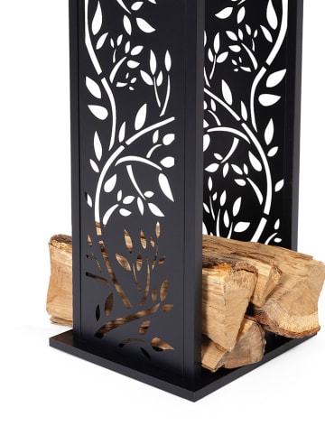 IDOMYA Essentials Stojak w kolorze czarnym na drewno opałowe - 33 x 112 x 33 cm