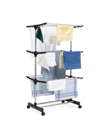 IDOMYA Essentials Wäscheständer in Silber/ Schwarz - (B)68 x (H)125 x (T)42 cm