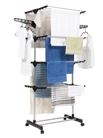 IDOMYA Essentials Wäscheständer in Silber/ Schwarz - (B)129 x (H)165 x (T)58 cm