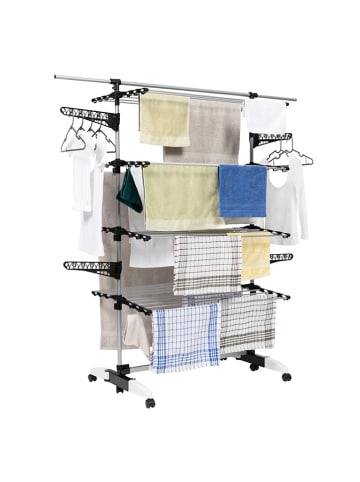 IDOMYA Essentials Wäscheständer in Silber/ Schwarz - (B)178 x (H)165 x (T)67 cm