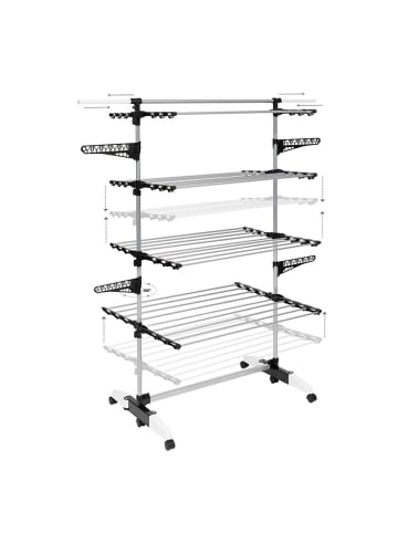 IDOMYA Essentials Wäscheständer in Silber/ Schwarz - (B)178 x (H)165 x (T)67 cm