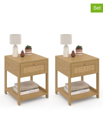 IDOMYA Essentials 2er-Set: Nachttische in Hellbraun - (B)40 x (H)48 x (T)40 cm