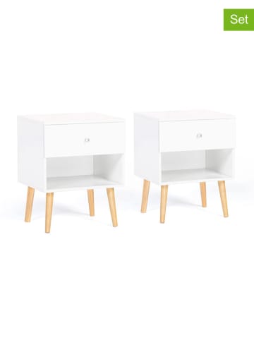 IDOMYA Essentials 2er-Set: Nachttische in Weiß - (B)40 x (H)50 x (T)34 cm