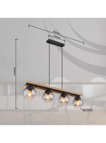 Globo lighting Hängeleuchte "Maxy" in Schwarz/ Grau - (B)80 cm