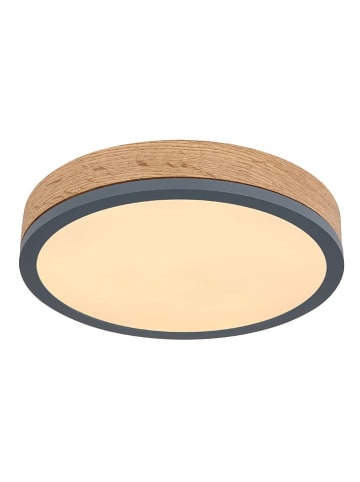 Globo lighting LED-Deckenleuchte "Doro" in Hellbraun/ Grau - Ø 30 cm