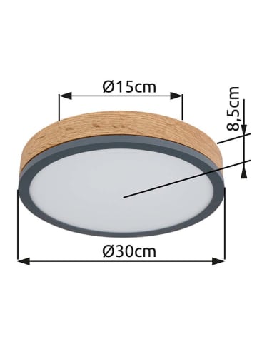 Globo lighting LED-Deckenleuchte "Doro" in Hellbraun/ Grau - Ø 30 cm