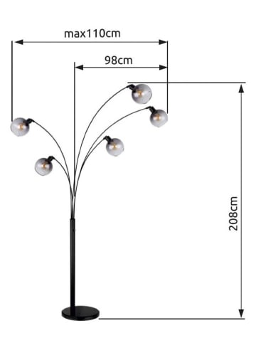 Globo lighting Standleuchte "Seymour" in Schwarz/ Grau - (H)208 cm