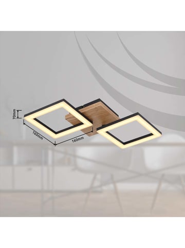 Globo lighting Ledplafonnière "Kerry" zwart/bruin - (B)46 x (H)22,5 x (D)7 cm