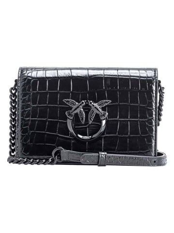 Pinko Leder-Umhängetasche in Schwarz - (B)19 x (H)13 x (T)7 cm