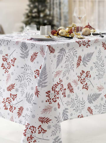 Calitex Tafellaken "Douceur Hivernate" wit/grijs/rood