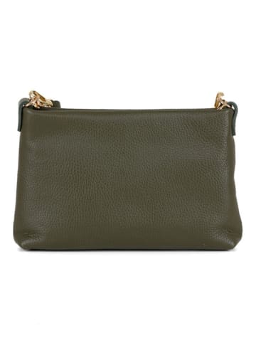 Anna Morellini Leder-Schultertasche "Sancia" in Khaki - (B)25 x (H)16 x (T)4 cm