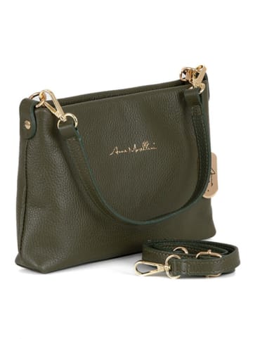 Anna Morellini Skórzana torebka "Sancia" w kolorze khaki - 25 x 16 x 4 cm