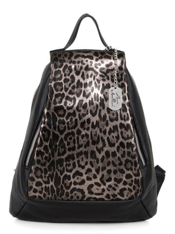 Anna Morellini Leder-Rucksack "Maurizia" in Schwarz - (B)32 x (H)37 x (T)14 cm
