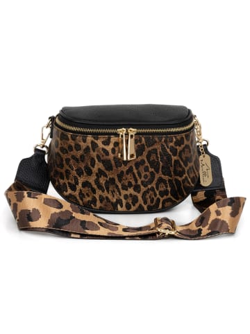 Anna Morellini Leder-Umhängetasche "Gabriella" in Schwarz/ Braun - (B)20 x (H)15 x (T)10 cm