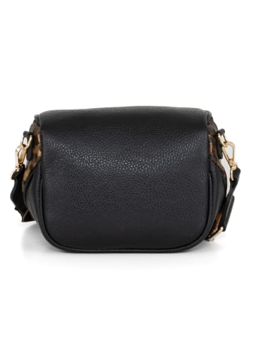 Anna Morellini Leder-Umhängetasche "Gabriella" in Schwarz/ Braun - (B)20 x (H)15 x (T)10 cm