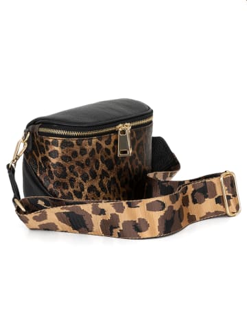 Anna Morellini Leder-Umhängetasche "Gabriella" in Schwarz/ Braun - (B)20 x (H)15 x (T)10 cm