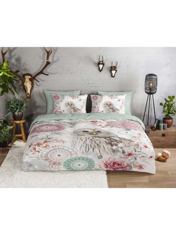 Good Morning Flanellen beddengoedset "Omaira" lichtroze/mintgroen