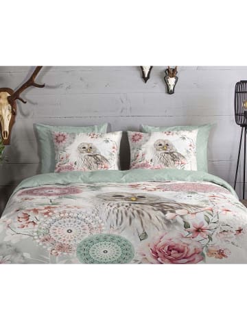Good Morning Flanellen beddengoedset "Omaira" lichtroze/mintgroen