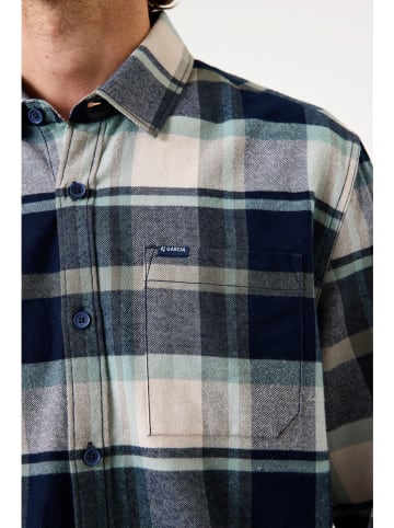 Garcia Blouse crème/donkerblauw/mintgroen