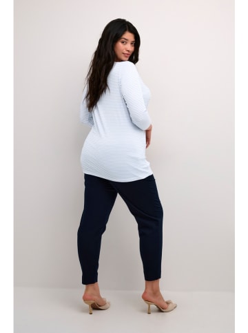 Kaffe Longsleeve in Hellblau/ Weiß
