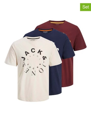 Jack & Jones Koszulki (3 szt.) w kolorze kremowym, bordowym i granatowym