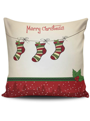 Colourful Cotton Kussen crème/rood/groen