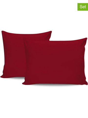 Colourful Cotton 2-delige set: renforcé kussenhoezen bordeaux