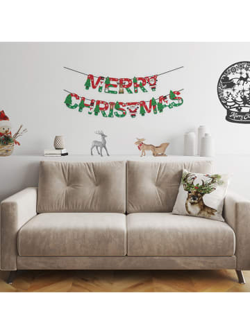 ABERTO DESIGN Kussen wit/lichtbruin/groen