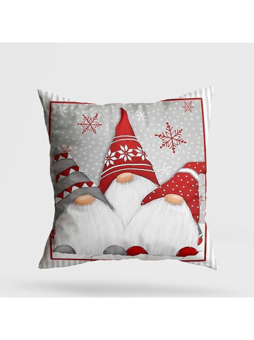 ABERTO DESIGN Poduszka w kolorze biało-szaro-czerwonym