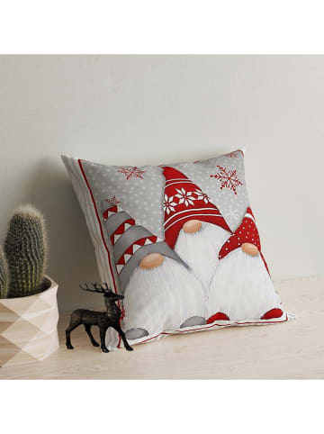 ABERTO DESIGN Poduszka w kolorze biało-szaro-czerwonym