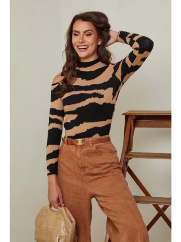 Joséfine Pullover "Encs" in Beige/ Schwarz