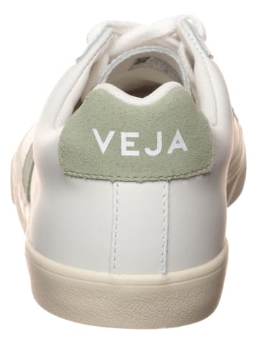 Veja Leder-Sneakers "Esplar" in Weiß/ Grün