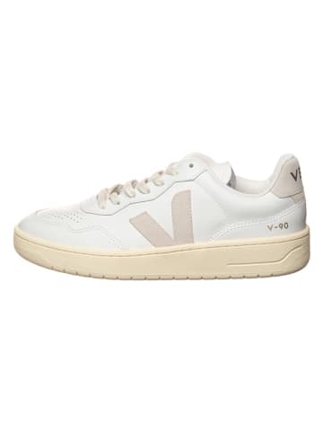 Veja Leder-Sneakers "V 90" in Weiß/ Beige
